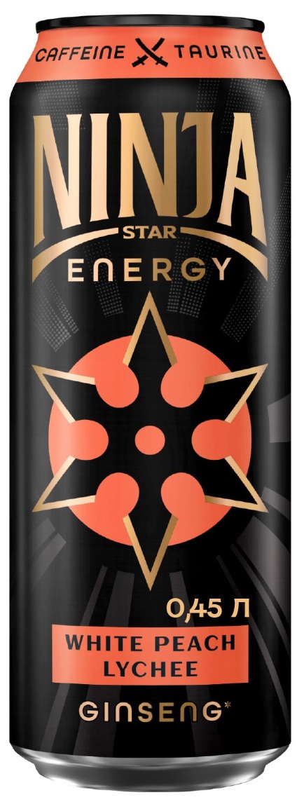 Ninja Star Energy White Peach-Lychee банка 0.45л