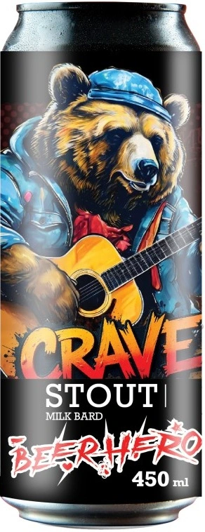 Crave Beerhero - STOUT MILK BARD, банка 0,45л