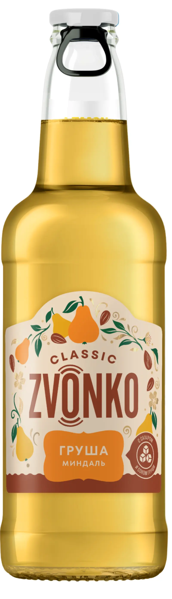Напиток безалкогольный Zvonko (ЗВОНКО) Классик со вкусом груши и иминдаля, бутылка 0,4л