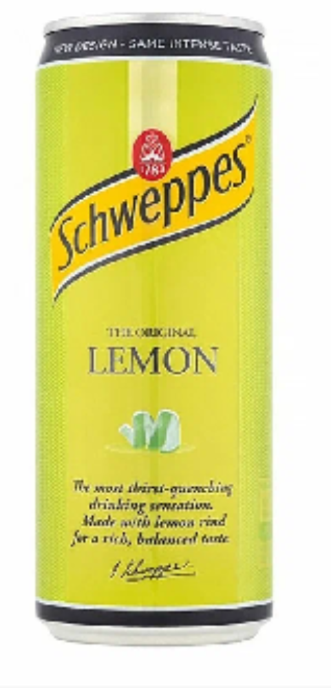 Schweppes Lemon Безалкогольный напиток, банка 0.33л